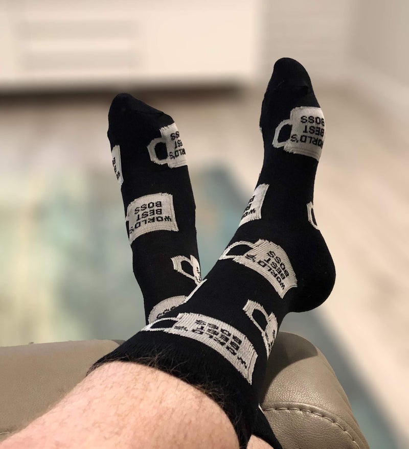 Balanced Co. World's Best Boss Dress Socks Michael Scott Funny (Black) - Image 2